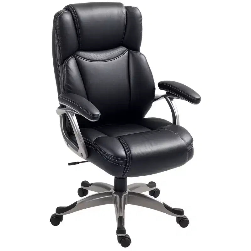 PU Leather High Back Office Chair, Swivel Desk Chair with Tilt Function and Adjustable Height