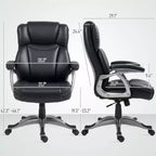 Chaise de bureau en cuir PU à dossier haut, chaise pivotante avec fonction d'inclinaison et hauteur réglable