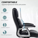 Chaise de bureau en cuir PU à dossier haut, chaise pivotante avec fonction d'inclinaison et hauteur réglable