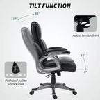 Chaise de bureau en cuir PU à dossier haut, chaise pivotante avec fonction d'inclinaison et hauteur réglable