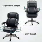 Chaise de bureau en cuir PU à dossier haut, chaise pivotante avec fonction d'inclinaison et hauteur réglable