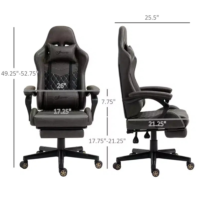 Racing Gaming Chair Diamond PU Leather Office Gamer Chair High Back Swivel Recliner with Footrest, Lumbar Support, Adjustable Height