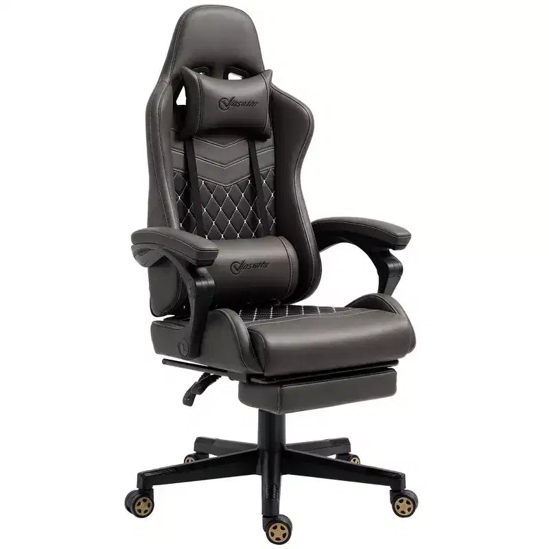 Racing Gaming Chair Diamond PU Leather Office Gamer Chair High Back Swivel Recliner with Footrest, Lumbar Support, Adjustable Height