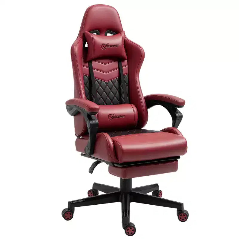 Racing Gaming Chair Diamond PU Leather Office Gamer Chair High Back Swivel Recliner with Footrest, Lumbar Support, Adjustable Height