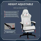 High Back PU Leather Gaming Chair, Racing Computer Chair with Swivel Wheels, Retractable Footrest, Headrest, Lumbar Support, and Armrest