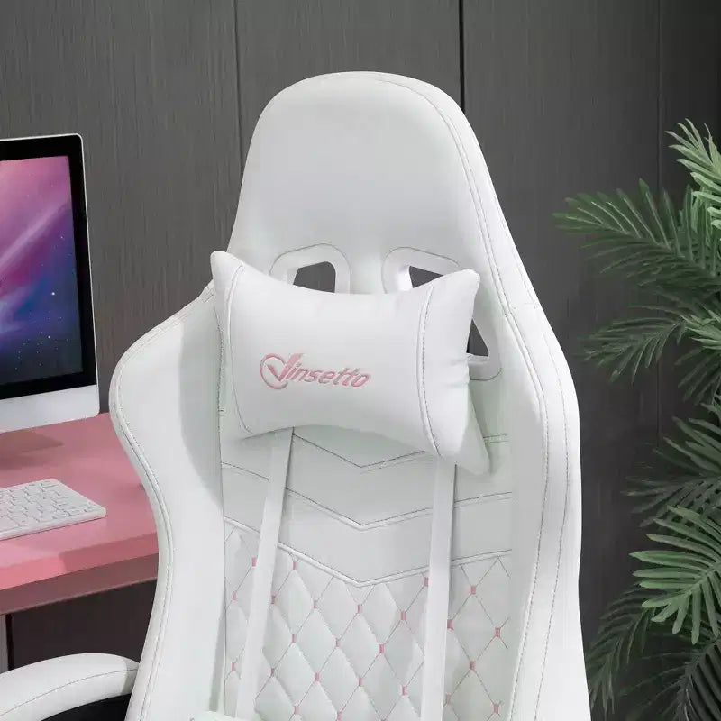 High Back PU Leather Gaming Chair, Racing Computer Chair with Swivel Wheels, Retractable Footrest, Headrest, Lumbar Support, and Armrest