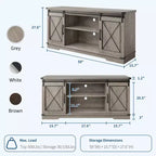 Meuble TV style ferme de 65 pouces avec portes coulissantes façon grange, centre de divertissement et console média pour salon ou chambre à coucher