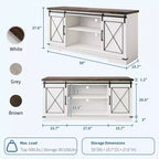 Meuble TV style ferme de 65 pouces avec portes coulissantes façon grange, centre de divertissement et console média pour salon ou chambre à coucher