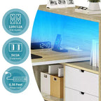 Bureau d'angle en forme de L Balconera de 140 cm avec 3 tiroirs et prises de courant, table d'ordinateur de jeu d'angle à LED avec étagère réglable