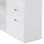 Bureau d'angle en forme de L Balconera de 140 cm avec 3 tiroirs et prises de courant, table d'ordinateur de jeu d'angle à LED avec étagère réglable