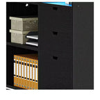 Bureau d'angle en forme de L Balconera de 140 cm avec 3 tiroirs et prises de courant, table d'ordinateur de jeu d'angle à LED avec étagère réglable