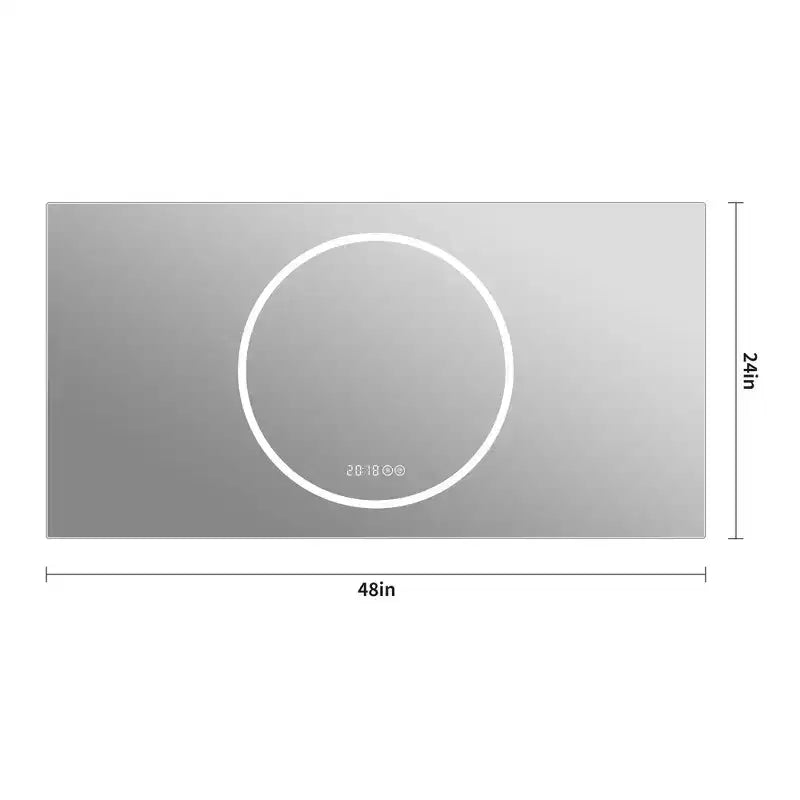 Miroir de salle de bain LED anti-buée GDFStudio Mirae 48, moderne, à bords droits, avec 3 options de couleur