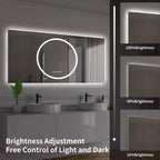 Miroir de salle de bain LED anti-buée GDFStudio Mirae 48, moderne, à bords droits, avec 3 options de couleur