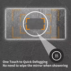 Miroir de salle de bain LED anti-buée GDFStudio Mirae 48, moderne, à bords droits, avec 3 options de couleur