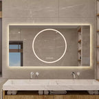 Miroir de salle de bain LED anti-buée GDFStudio Mirae 48, moderne, à bords droits, avec 3 options de couleur