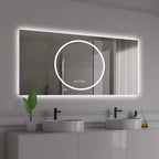 Miroir de salle de bain LED anti-buée GDFStudio Mirae 48, moderne, à bords droits, avec 3 options de couleur