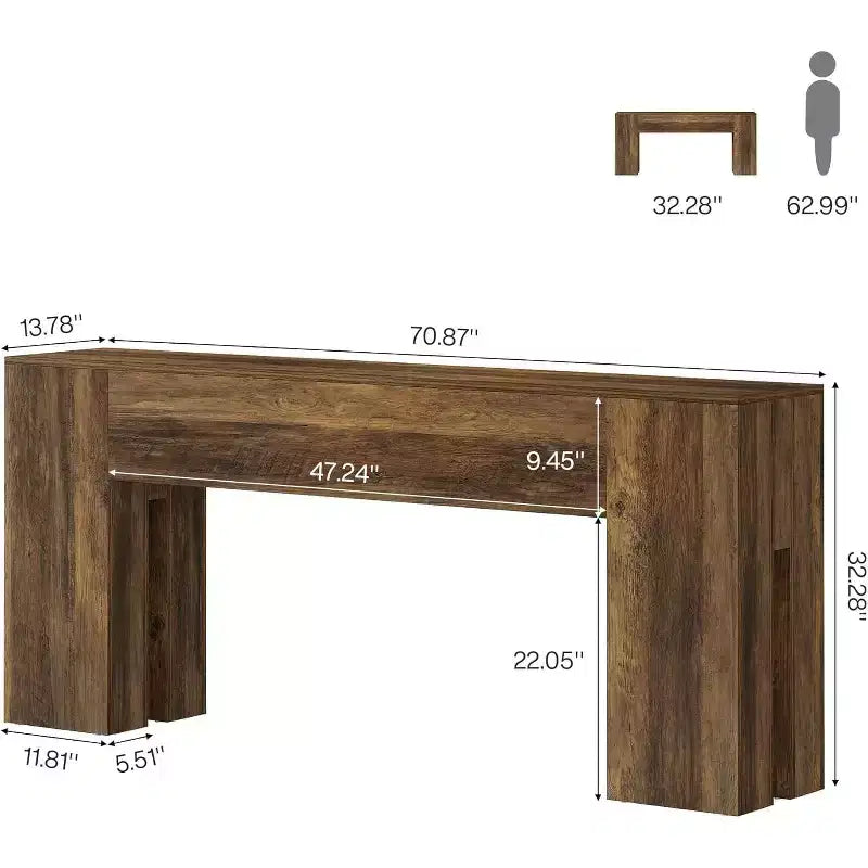 Tribesigns Grande console de 180 cm pour entrée, canapé, couloir, foyer, salon, marron