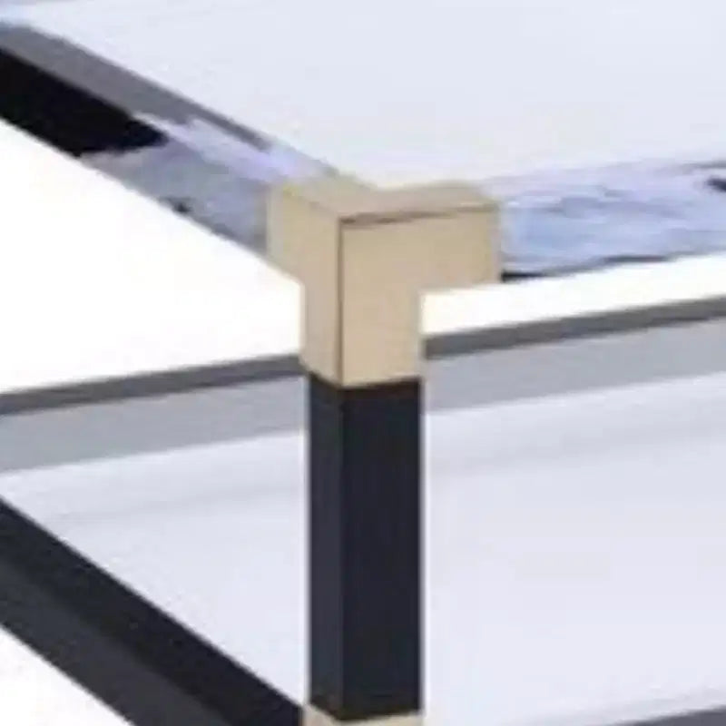 Table basse en métal Royal Hampton avec plateau et étagère en verre, noir