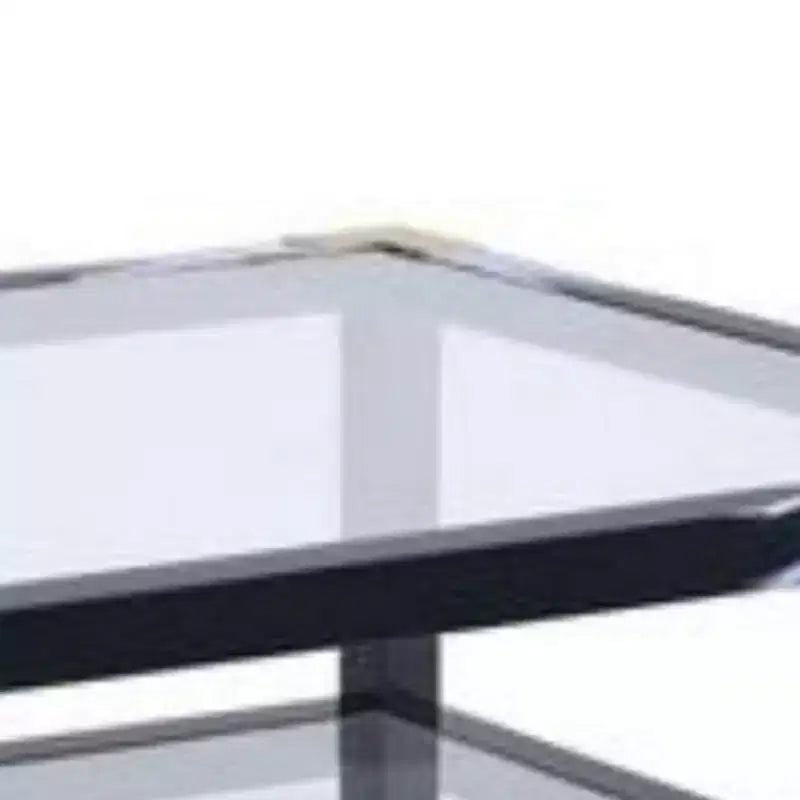 Table basse en métal Royal Hampton avec plateau et étagère en verre, noir