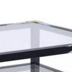 Table basse en métal Royal Hampton avec plateau et étagère en verre, noir