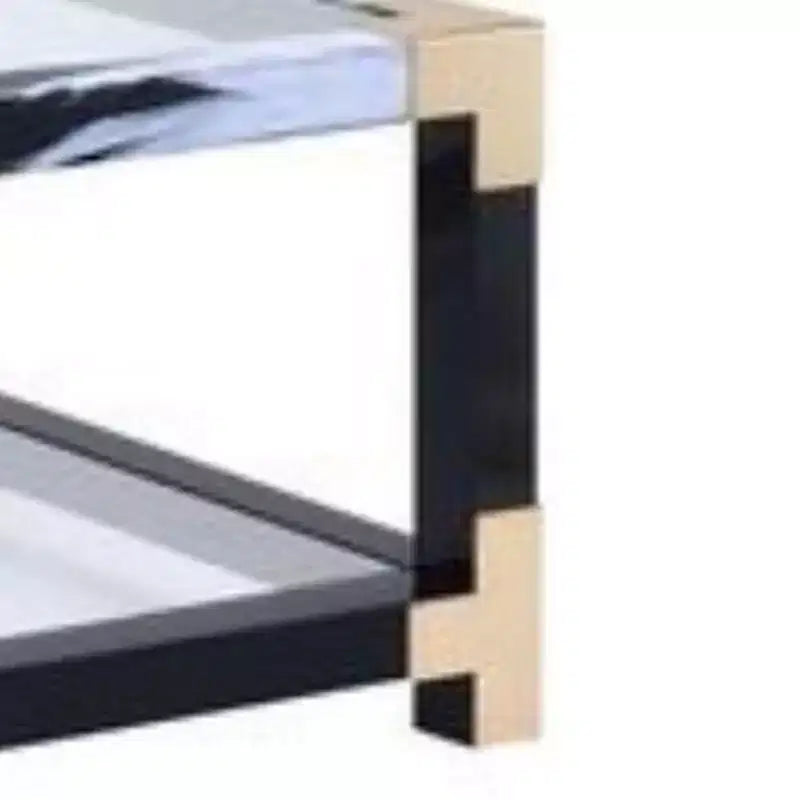 Table basse en métal Royal Hampton avec plateau et étagère en verre, noir