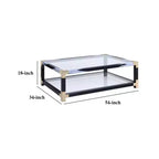 Table basse en métal Royal Hampton avec plateau et étagère en verre, noir