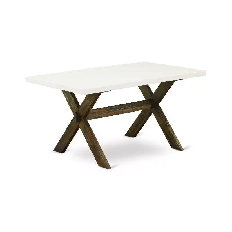 HomeStock 7-Piece Distressed Jacobean Finish Solid Wood Top Dining Table with 6-Chairs