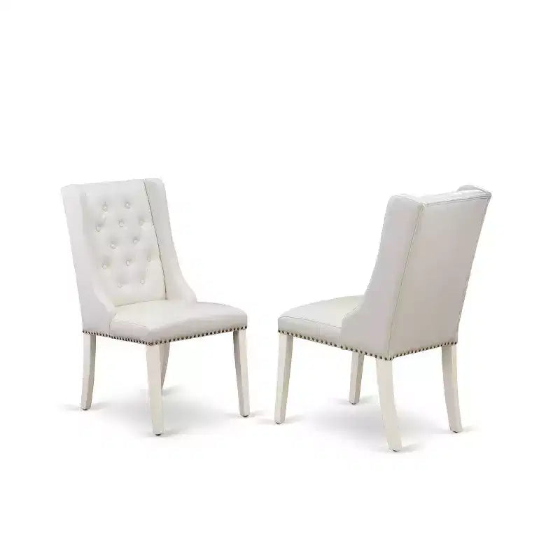 Ensemble de salle à manger 3 pièces HomeStock avec plateau rectangulaire en bois massif, finition blanc lin et rallonge papillon