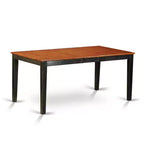 Table à manger HomeStock 7 pièces rectangulaire noir et finition cerisier avec plateau en bois massif et 6 chaises
