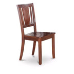 HomeStock 5-Piece Rectangle Mahogany Finish Solid Wood Top Dining Table with 2 Benches, 2 Chairs