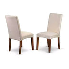 HomeStock 7-Pc Rectangle Mahogany Finish Solid Wood Top Dining Table with 6 Parson-Chairs