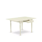 Ensemble de salle à manger 3 pièces HomeStock, dessus rectangulaire en bois massif à rallonges, finition blanc lin