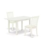 HomeStock 3-Piece Linen White Finish Rectangular Solid Wood Top With Butterfly Leaf Dining Table Set