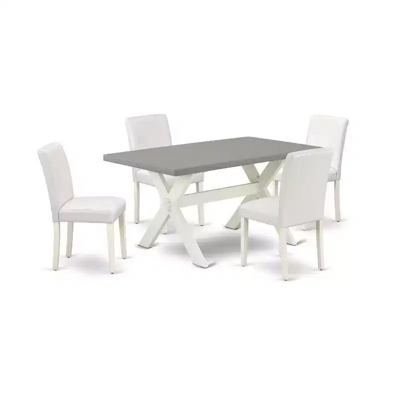 HomeStock 5-Pc Natural Oak Finish Solid Wood Top Dining table with 4 Chairs