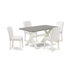 HomeStock 5-Pc Natural Oak Finish Solid Wood Top Dining table with 4 Chairs
