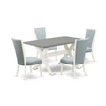 HomeStock 5-Piece Natural Oak Finish Solid Wood Top Dining Table with 4-Parson Chair