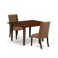 HomeStock 3-Piece Mahogany Finish Rectangular Solid Wood Top with Butterfly Leaf Dining Table Set