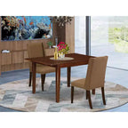 Ensemble de salle à manger 3 pièces HomeStock avec plateau rectangulaire en bois massif finition acajou et rallonge papillon