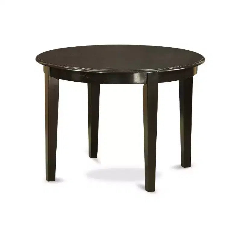 Round Dining Table Set 3pc - 42 Table & 2 Parsons Chairs - Linen Fabric - Cappuccino Finish