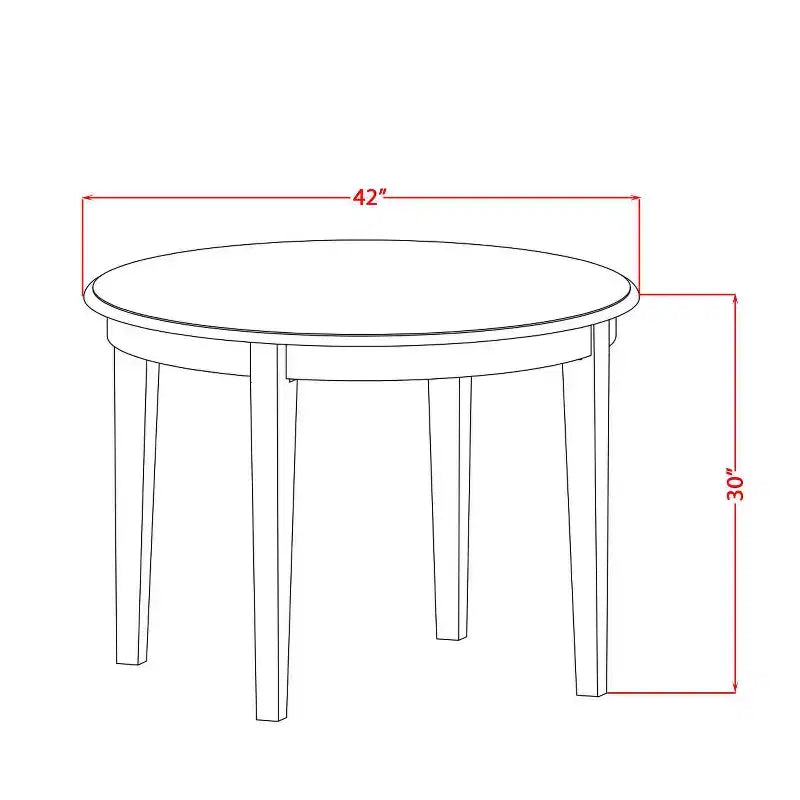 Round Dining Table Set 3pc - 42 Table & 2 Parsons Chairs - Linen Fabric - Cappuccino Finish