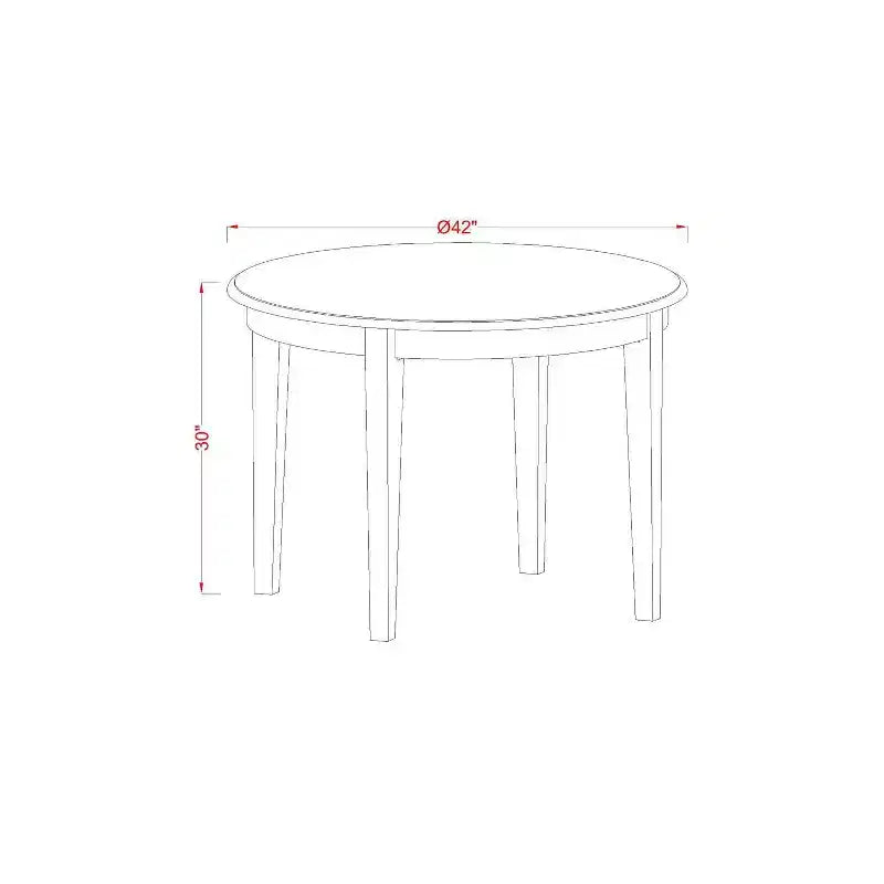 Table de salle à manger HomeStock 5 pièces en bois massif à plateau rond, finition crème et cerisier, avec 4 chaises