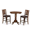 3-Piece Mahogany Finish Solid Wood Top - Dining Room Set - Seats 4
