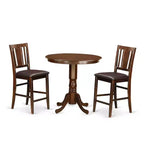 3-Piece Mahogany Finish Solid Wood Top - Dining Room Set - Seats 4