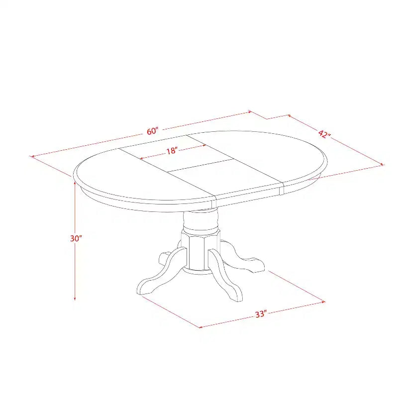 HomeStock 5-Piece Oval Buttermilk & Cherry Finish Solid Wood Top Dining table with 4 Chairs with Slat Back