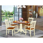 Round Dining Set 5Pc Antique Table & Chairs - 42 Inch Round Table, Vertical Slatted Design