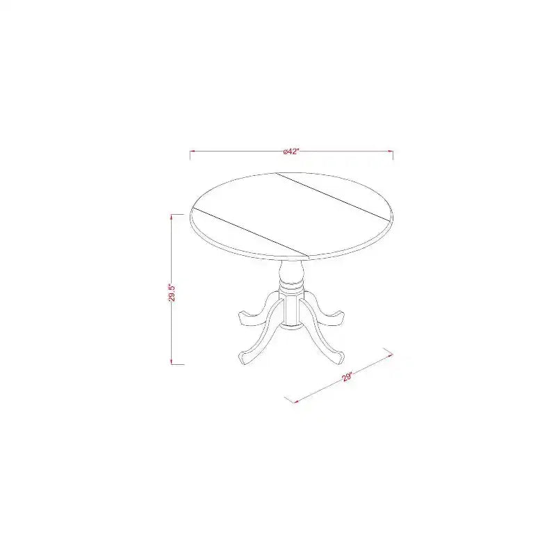 Round Dining Set 5Pc Antique Table & Chairs - 42 Inch Round Table, Vertical Slatted Design