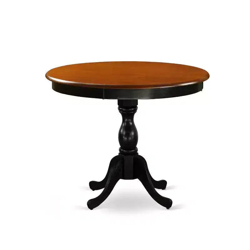 HomeStock 5-Piece Black and Cherry Finish Solid Wood Top Dining table with 4 Chairs