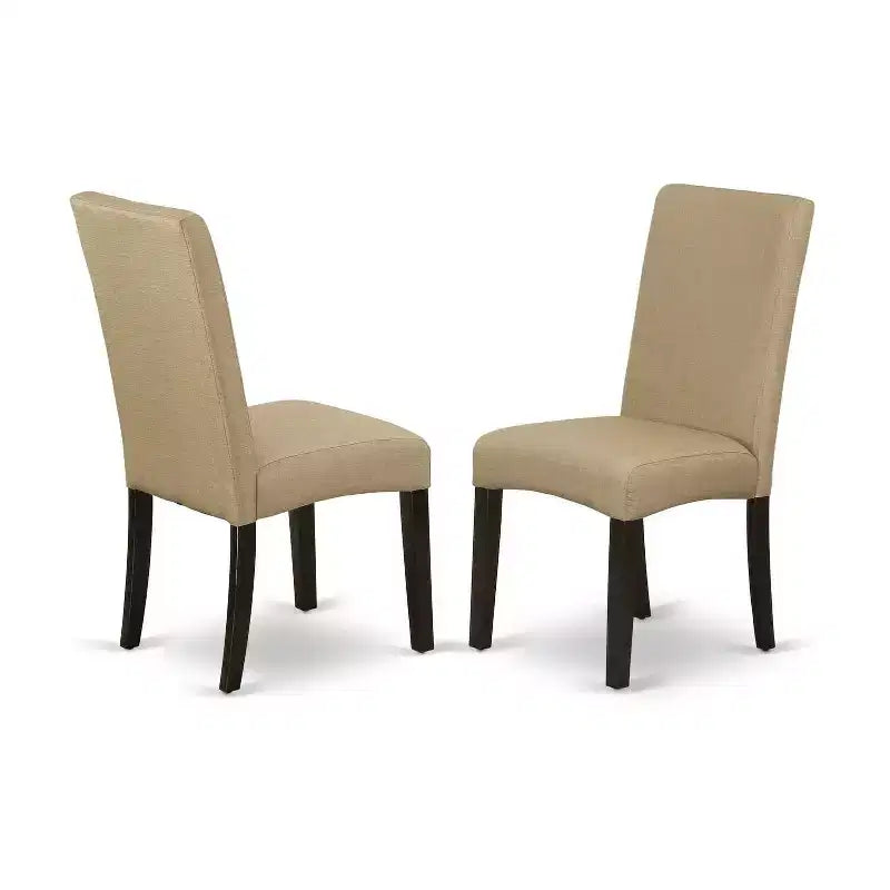 Baroque Beauty Dining Set - 6Pc Rectangular Table & Chairs - Cappuccino Finish - Linen Fabric - Brown