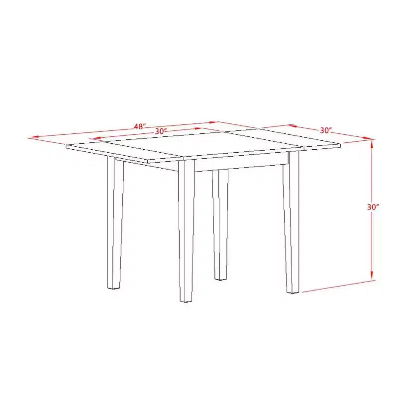 Ensemble de salle à manger rectangulaire 5 pièces en bois massif à plateau blanc lin - 4 places