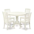 Round Dining Set 5Pc Asian Style - 42 Inch Table & 4 Chairs - Modern Elegant Dining Room Furniture